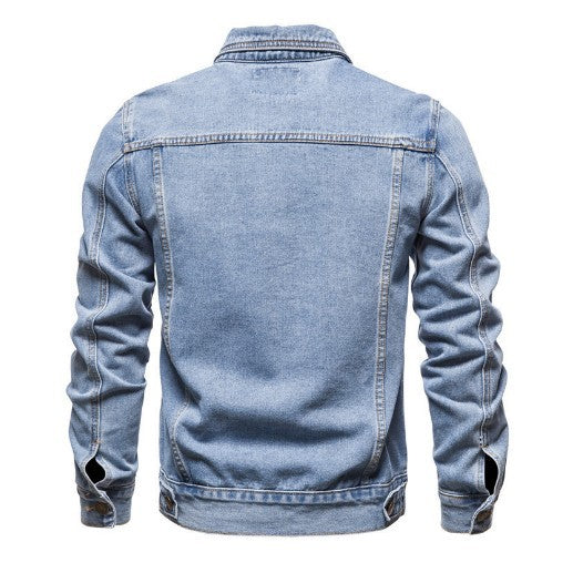 Herren nan Denim-Truckerjacke Slim Fit mit vintage Metallknöpfen und vertikaler Nahtführung Echo Archiv
