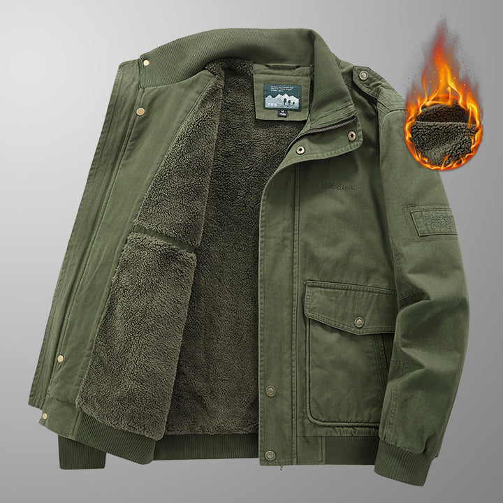 Herren Thermo-gefütterte Field‑Bomberjacke im Canvas‑Look mit Sherpa‑Innenfutter und Stehkragen Echo Archiv