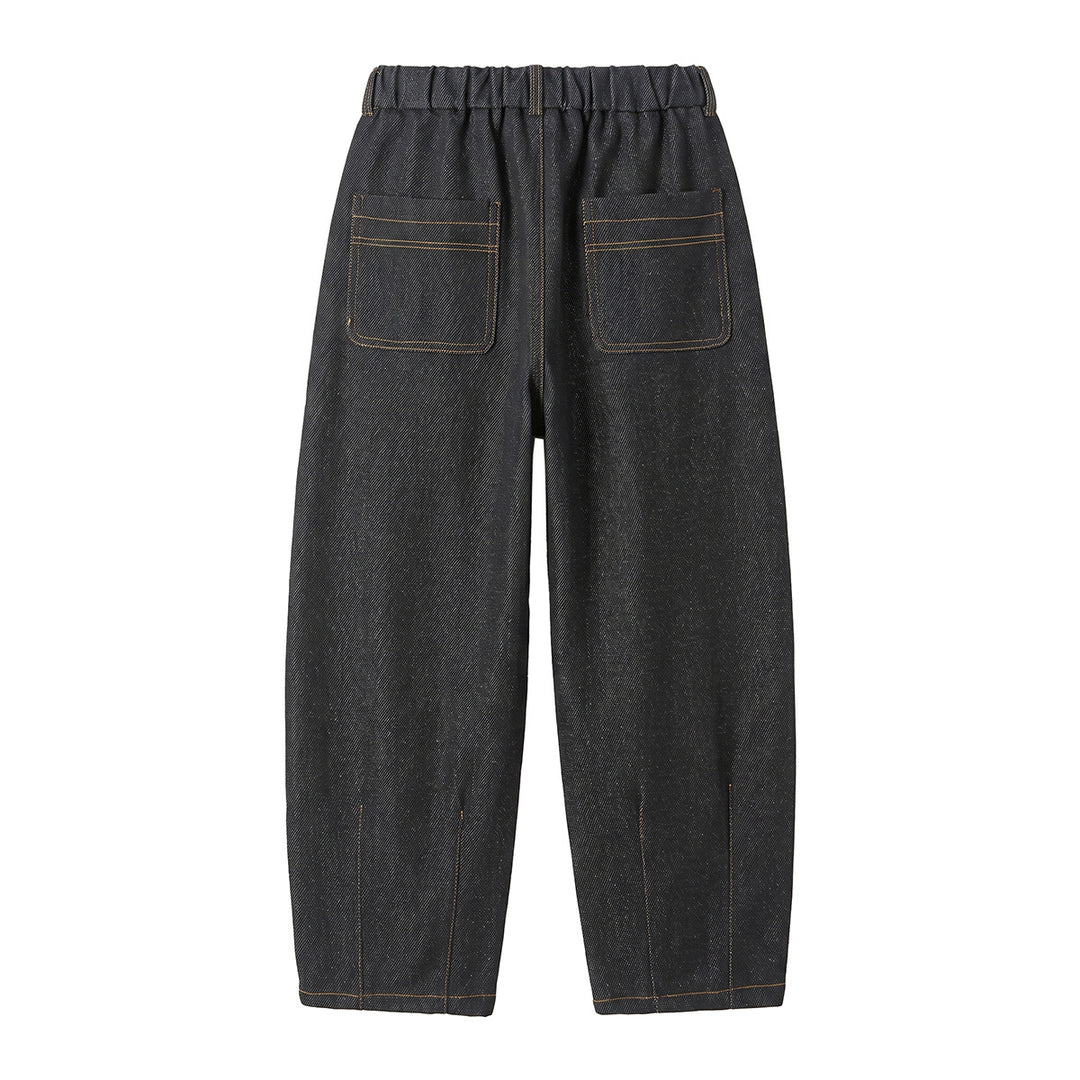 Damen Hochtaillierte Relaxed-Jeanshose mit Bundfalten, Teilungsnähten und elastischem Rückbund Echoarchiv
