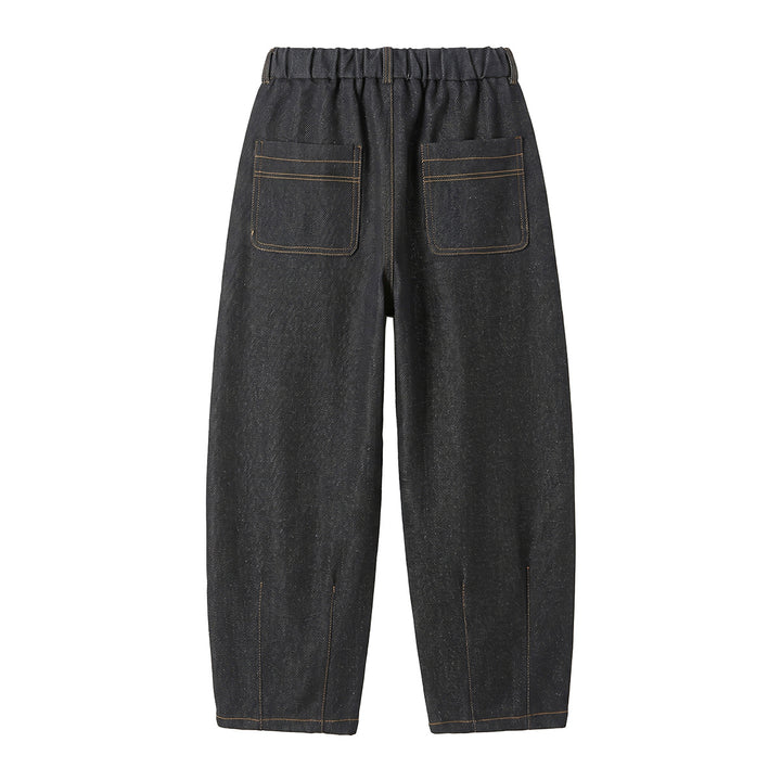 Damen Hochtaillierte Relaxed-Jeanshose mit Bundfalten, Teilungsnähten und elastischem Rückbund Echoarchiv