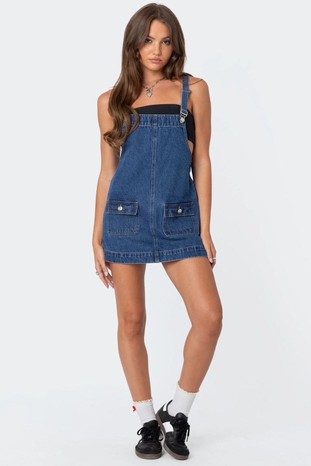 Damen Lässiges Jeanskleid mit praktischen Taschen und verstellbaren Trägern Echo Archiv