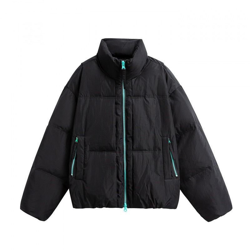 Damen Kurze Oversize-Steppjacke mit hohem Stehkragen und Kontrast-Reißverschluss Echo Archiv