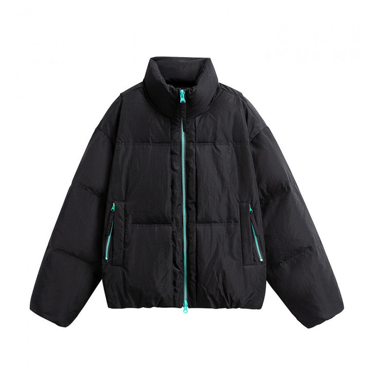 Damen Kurze Oversize-Steppjacke mit hohem Stehkragen und Kontrast-Reißverschluss Echo Archiv