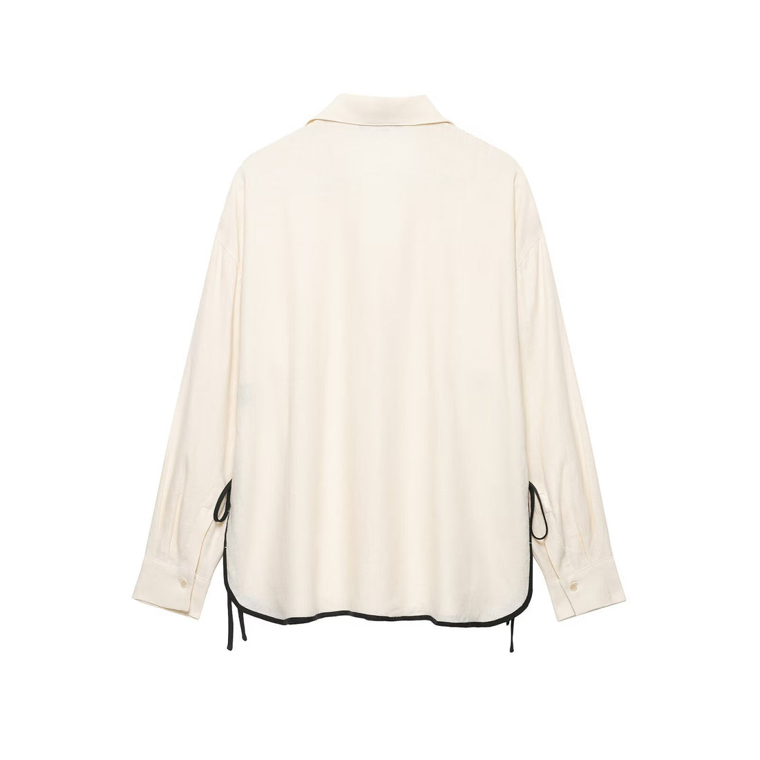 Damen Oversize-Tunika mit V-Ausschnitt, Reverskragen und seitlichen Bändchen-Details Echo Archiv