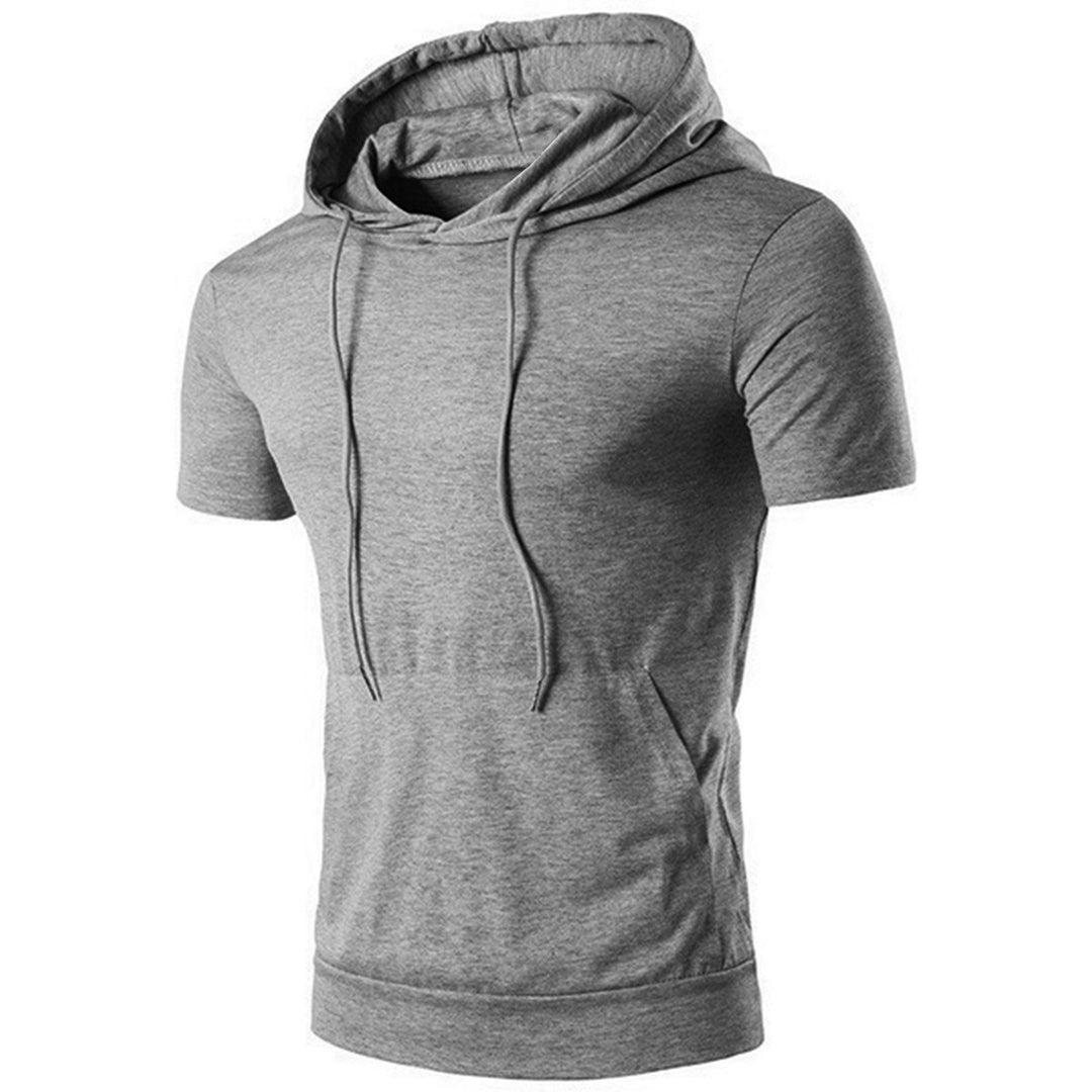 Herren Kurzarm Hoodie mit lässigem Schnitt und praktischer Kängurutasche Echoarchiv