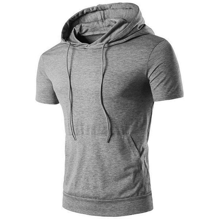Herren Kurzarm Hoodie mit lässigem Schnitt und praktischer Kängurutasche Echoarchiv