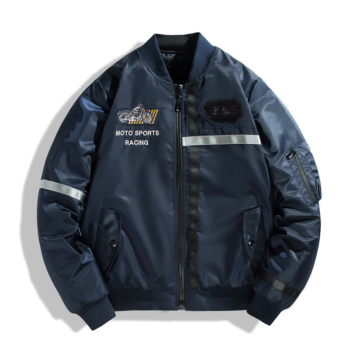 Herren Bomberjacke im Fliegerjackenstil mit reflektierenden Streifen, Utility‑Taschen und leichter Thermofütterung Echoarchiv