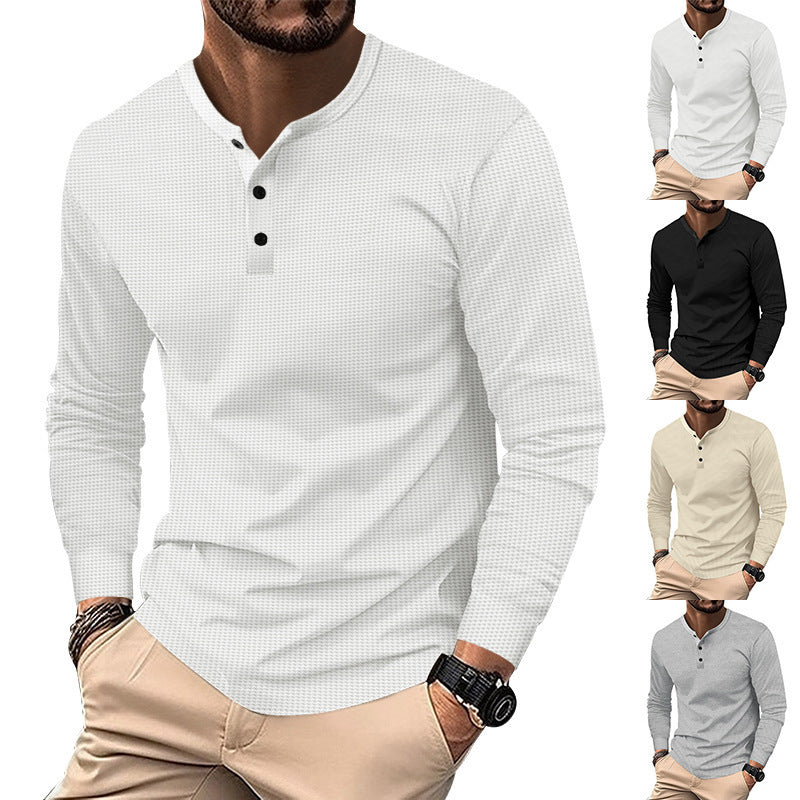Herren Langarm-Henley-Shirt aus atmungsaktivem Strukturstoff Echoarchiv
