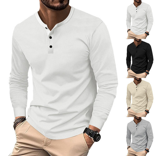 Herren Langarm-Henley-Shirt aus atmungsaktivem Strukturstoff Echoarchiv