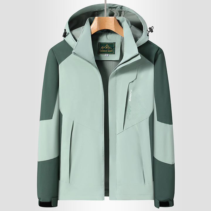 Damen Softshell‑Trekkingjacke mit atmungsaktiver Membran, verstellbarer Kapuze und Colorblock-Design Echoarchiv