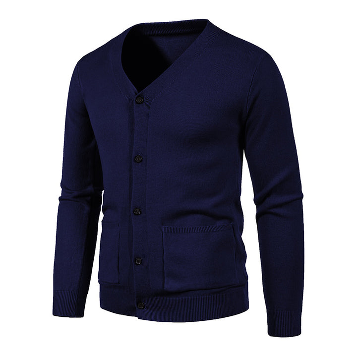 Herren nan leichte Feinstrick-Strickjacke mit V-Ausschnitt, durchgehender Knopfleiste und aufgesetzten Taschen Echo Archiv