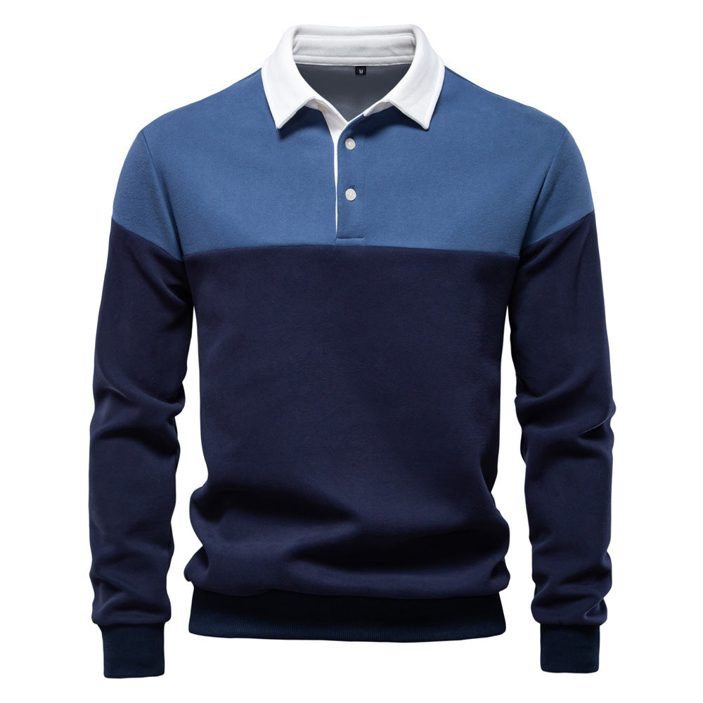 Herren Langarm Poloshirt mit modernen Farbapplikationen und hochwertigem Stoff Echoarchiv