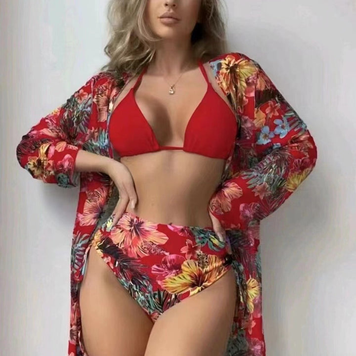 Damen Hochtaillierte Bikini-Set mit floralem Design Echo Archiv