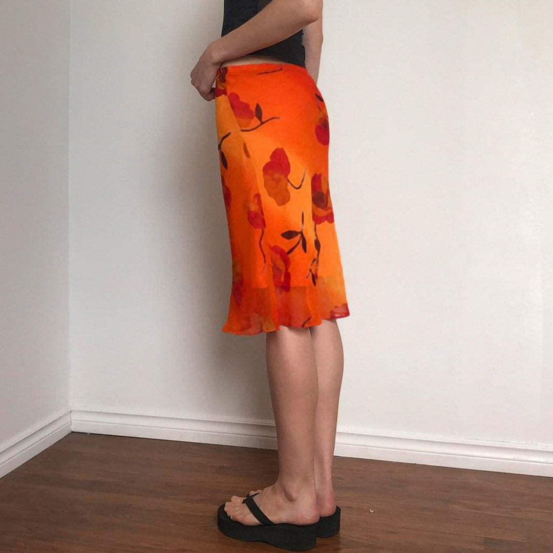 Damen luftiger Maxirock mit floralem Muster Echo Archiv