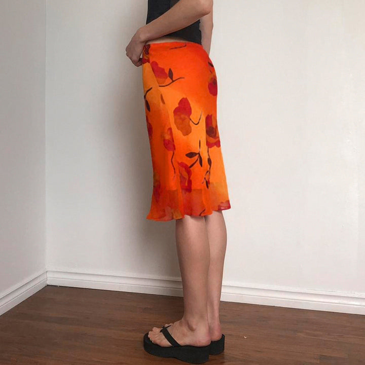 Damen luftiger Maxirock mit floralem Muster Echo Archiv
