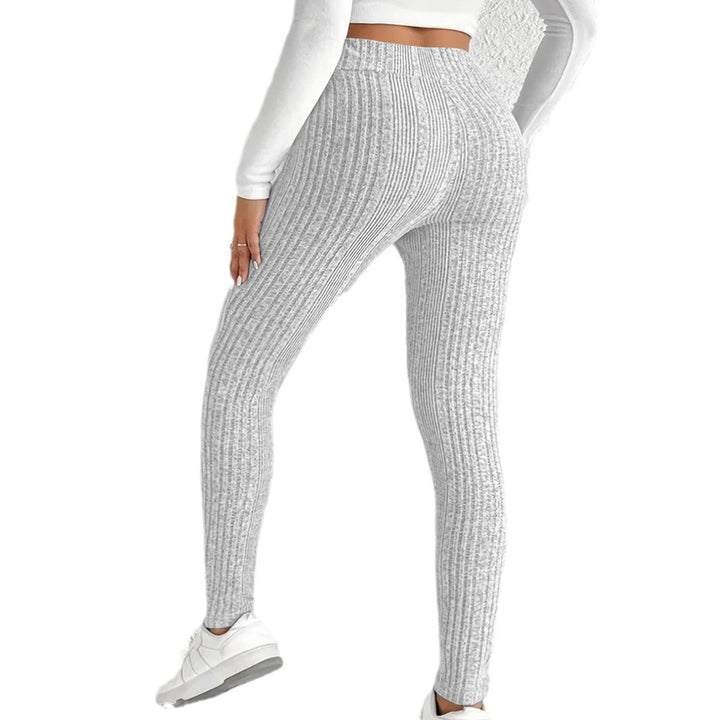 Damen Hochtaillierte Rippstrick-Leggings mit figurformender Passform Echoarchiv