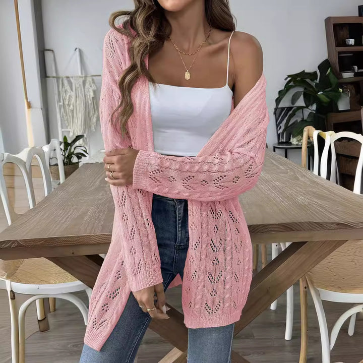 Damen luftiger Strickcardigan mit filigranem Lochmuster Echo Archiv