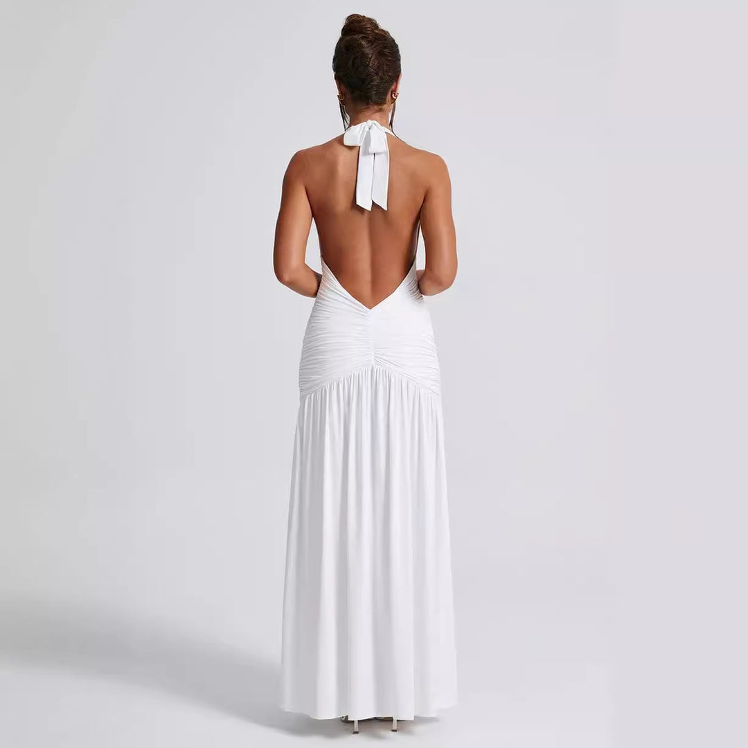 Damen Maxikleid mit tiefem V-Ausschnitt und Rüschen Echo Archiv