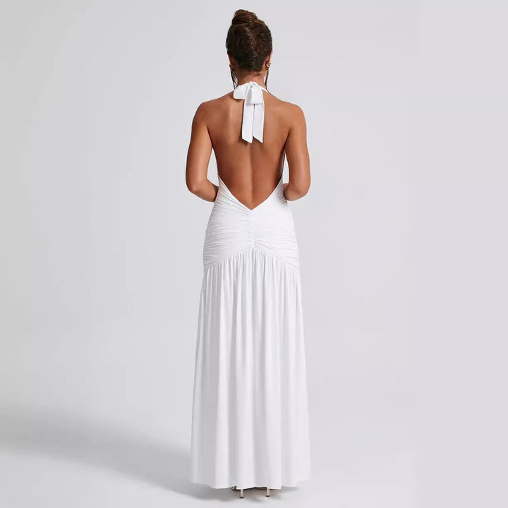 Damen Maxikleid mit tiefem V-Ausschnitt und Rüschen Echo Archiv