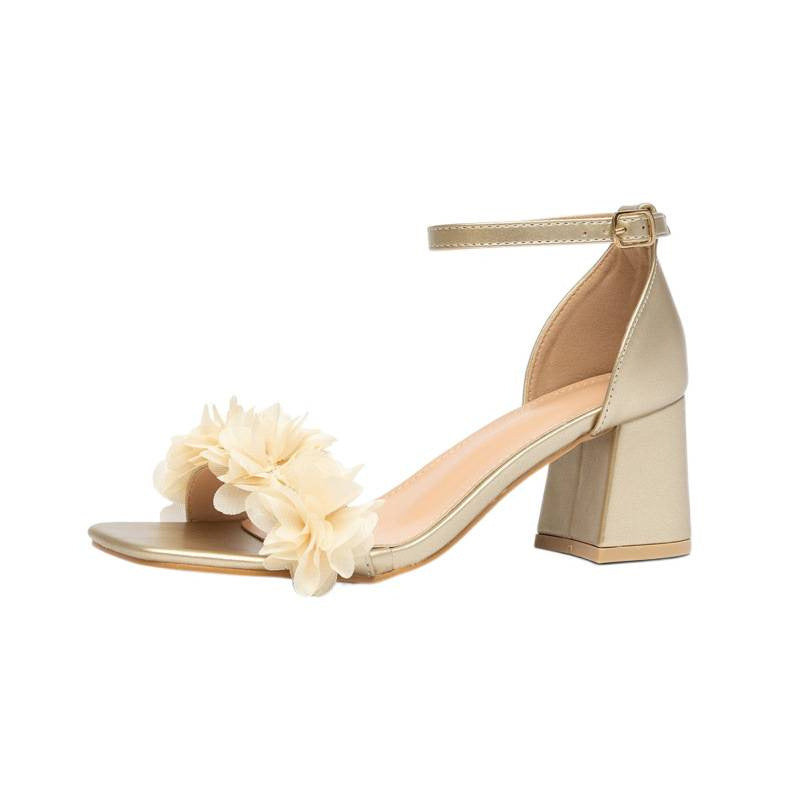 Damen Hochhackige Sandalen mit floralen Applikationen Echoarchiv