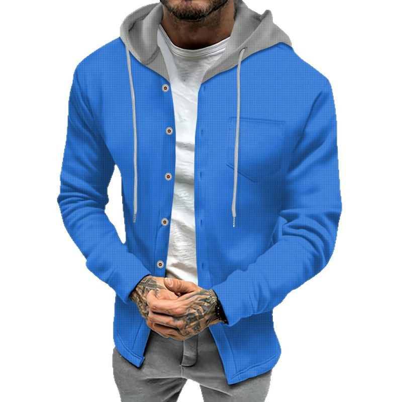 Herren modische Freizeitjacke mit Kapuze und Knopfleiste Echoarchiv