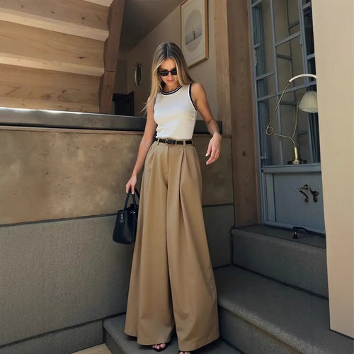 Damen Hoch geschnittene Palazzo-Hose mit eleganten Falten und formschöner Passform Echo Archiv