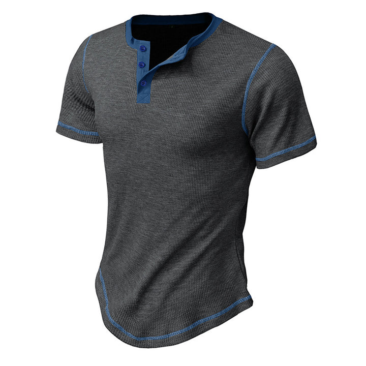 Herren Kurzarm-Henley-Shirt mit kontrastierenden Designelementen Echoarchiv