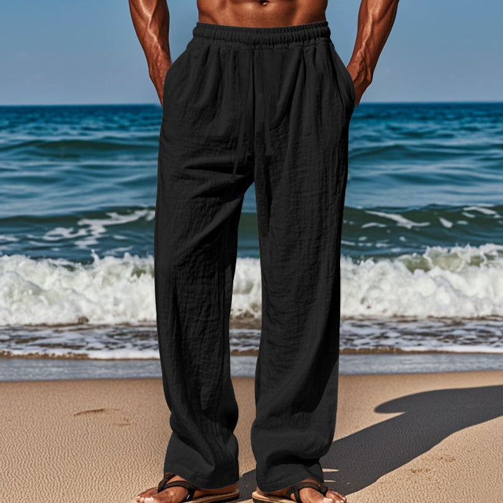 Herren lässige Strandhose mit elastischem Bund und seitlichen Eingrifftaschen Echoarchiv