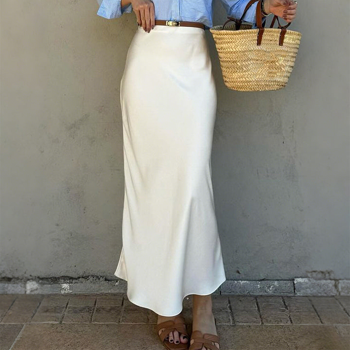 Damen Eleganter Satinrock mit schmalem Schnitt und Schlitz Echo Archiv