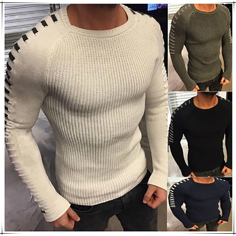Herren Figurbetonter Rippstrick-Pullover mit Kontraststreifen an den Ärmeln Echo Archiv
