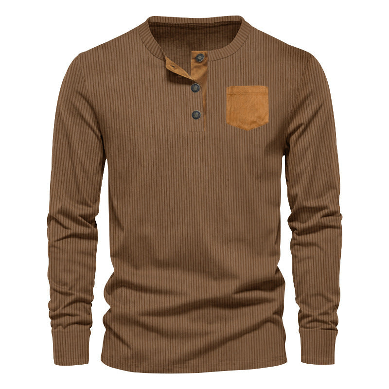 Herren Rippenfeinstrick Langarmshirt mit Slim‑Fit und Stehkragen – Arvello
