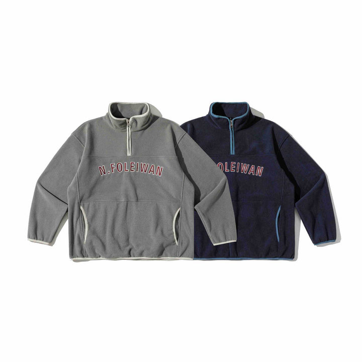 Unisex Fleece-Pullover mit halbhohem Reißverschluss, Kängurutasche und Collegestyle-Stick Echoarchiv