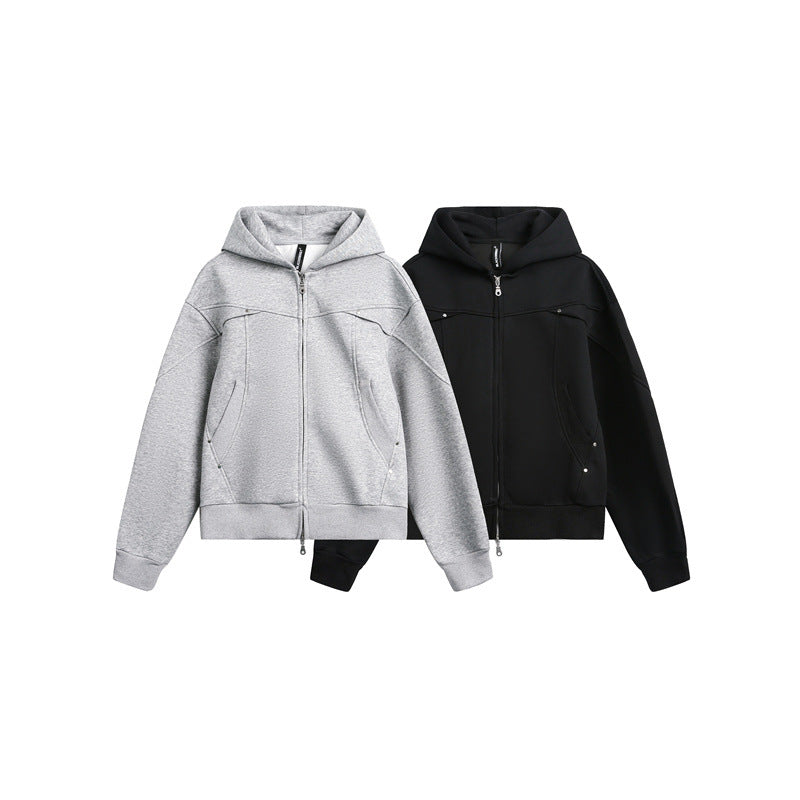 Unisex Oversize Kapuzen-Sweatjacke mit Zwei-Wege-Reißverschluss Echoarchiv