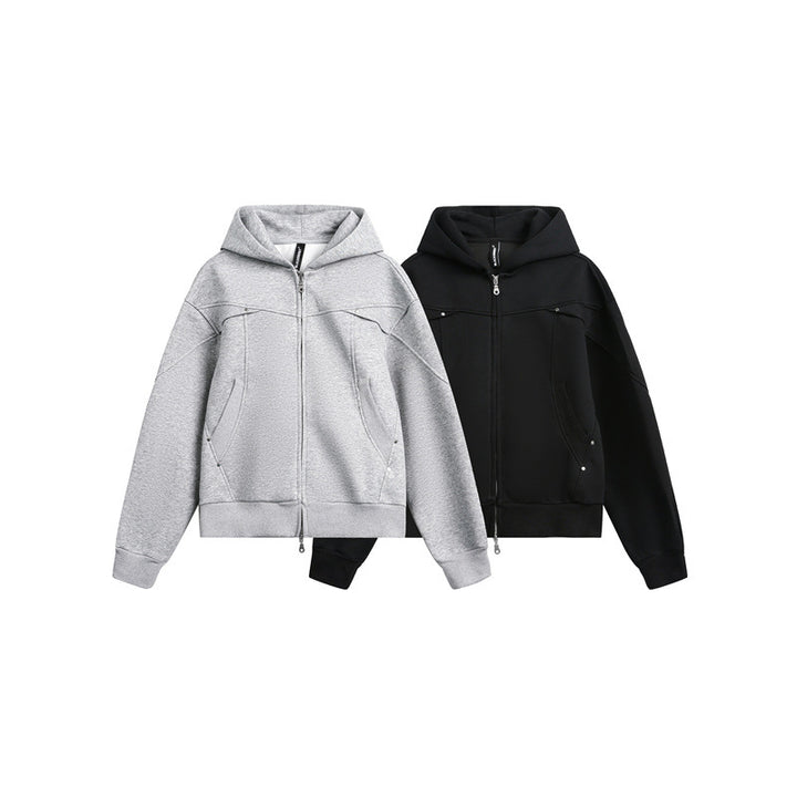 Unisex Oversize Kapuzen-Sweatjacke mit Zwei-Wege-Reißverschluss Echoarchiv