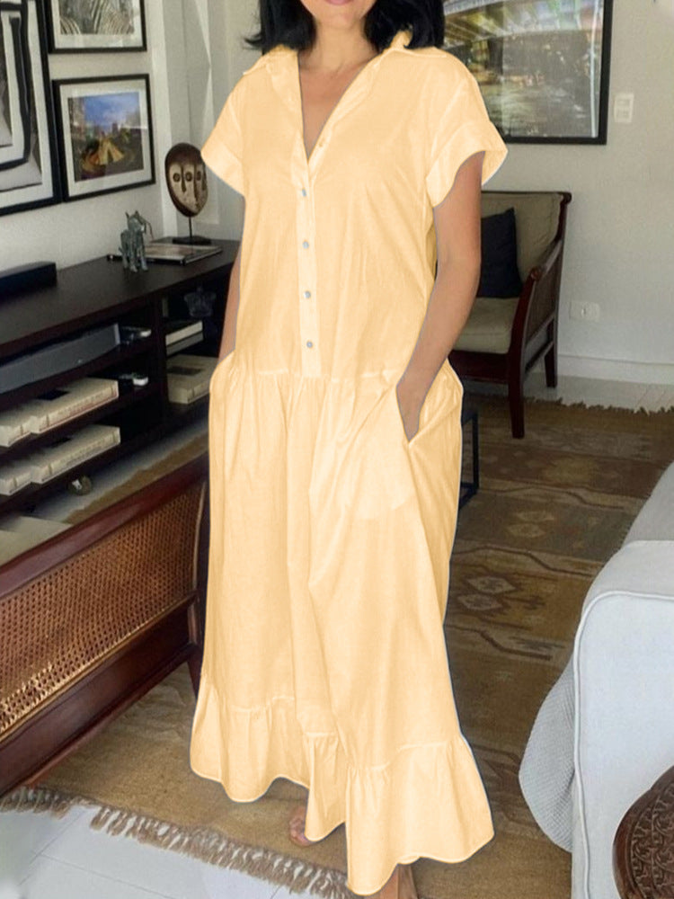 Damen Maxikleid mit Knopfleiste und praktischen Taschen Echo Archiv