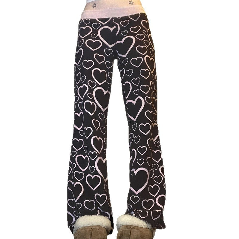 Damen farbenfrohe Herz-muster Freizeithose Echo Archiv