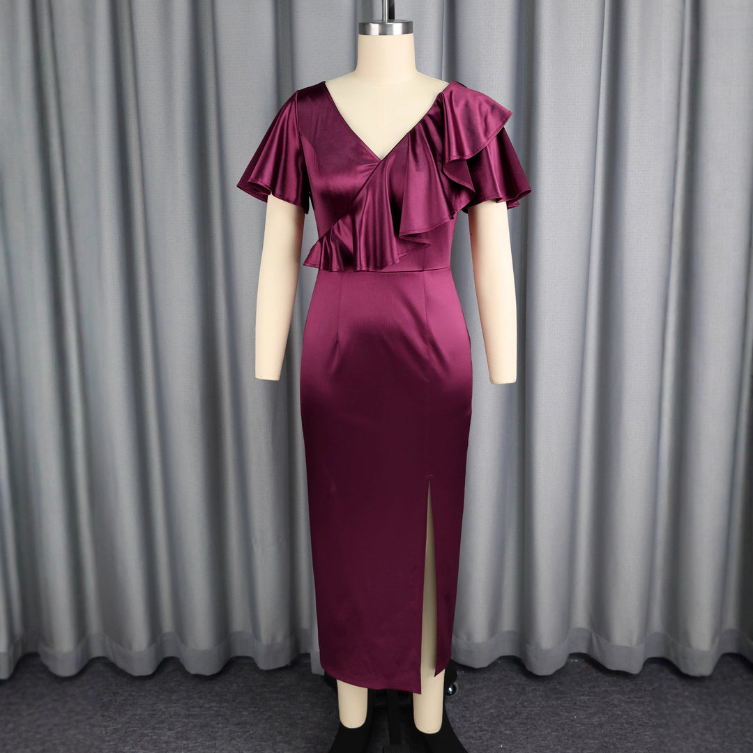 Damen Schickes Maxikleid mit Rüschendetails und Schlitz Echo Archiv