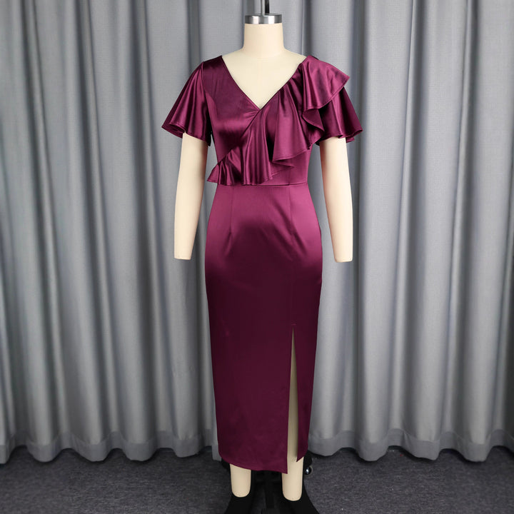 Damen Schickes Maxikleid mit Rüschendetails und Schlitz Echo Archiv
