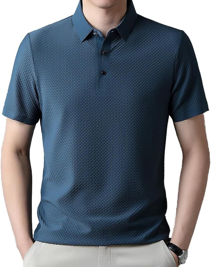 Herren Polohemd mit strukturiertem Design und atmungsaktiver Textur Echoarchiv