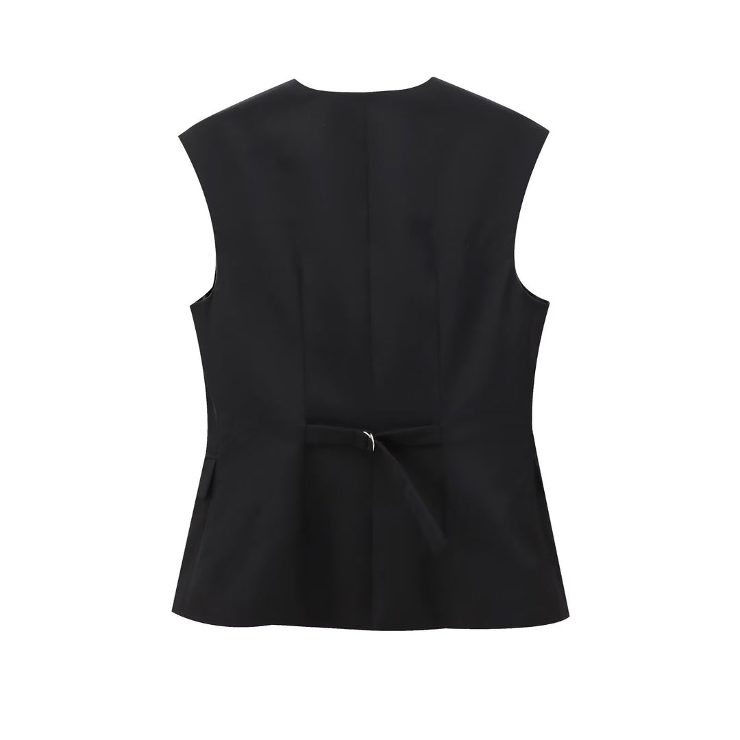 Damen Elegante High‑Waist Stoffhose mit Bügelfalte, geradem weitem Bein und verdecktem Hakenverschluss Echoarchiv