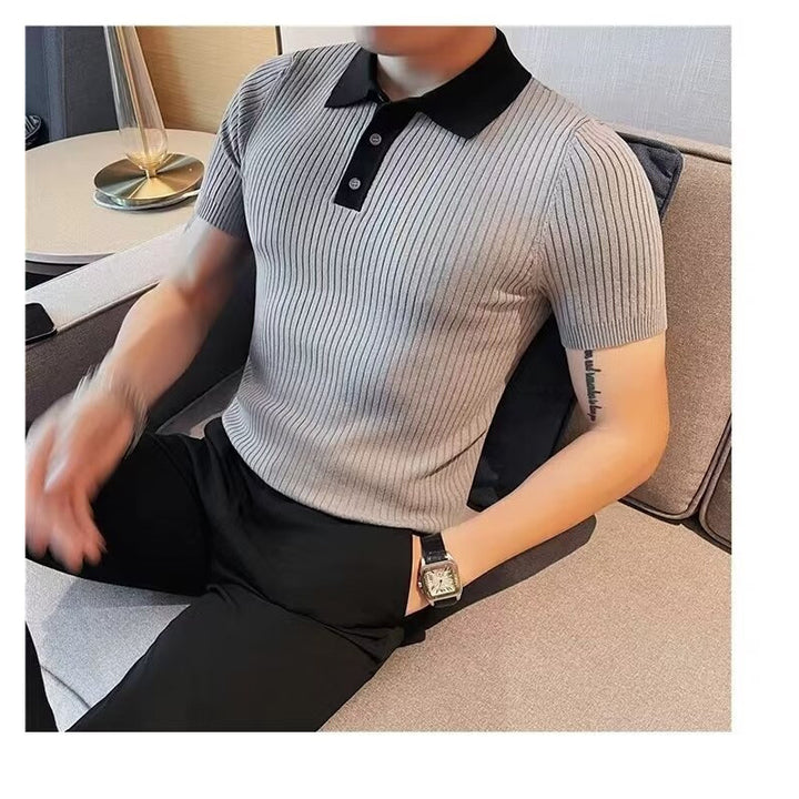 Herren Kurzarm Poloshirt mit Rippstruktur Echo Archiv