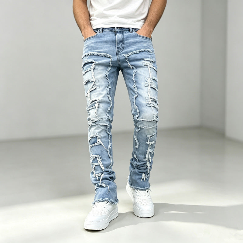 Herren Modische Ripped Jeans mit kreativen Destroyed-Details Echoarchiv