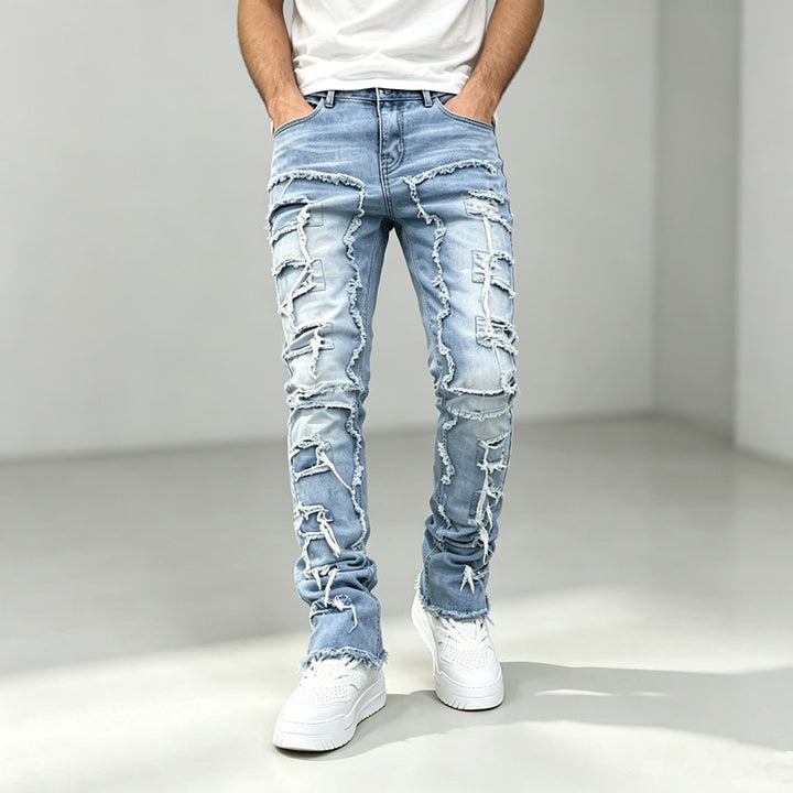 Herren Modische Ripped Jeans mit kreativen Destroyed-Details Echoarchiv