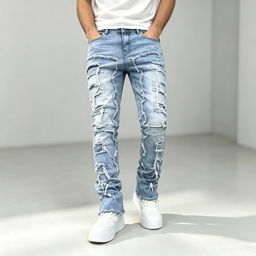 Herren Modische Ripped Jeans mit kreativen Destroyed-Details Echoarchiv