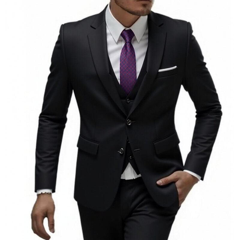 Herren nan dreiteiliges Slim-Fit Anzugset mit Weste, schmalem Revers und taillierter Silhouette Echo Archiv
