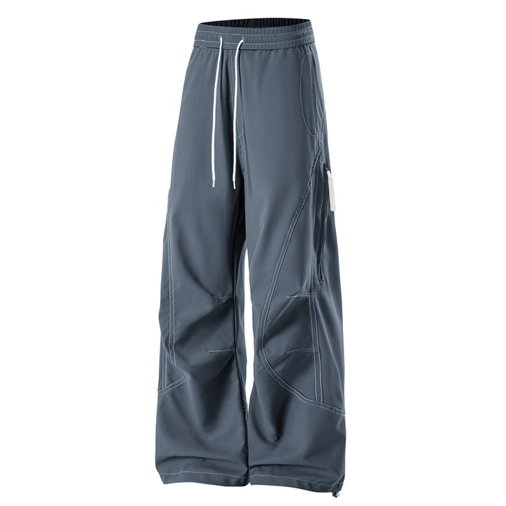 Herren lockere Cargo-Hose mit elastischem Bund, Kordelzug und seitlichem Reißverschlussfach – Bravaro