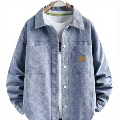 Herren Jeans-Overshirt mit dezenter Struktur-Jacquard, Druckknopf‑Brusttaschen und Hemdkragen Echoarchiv