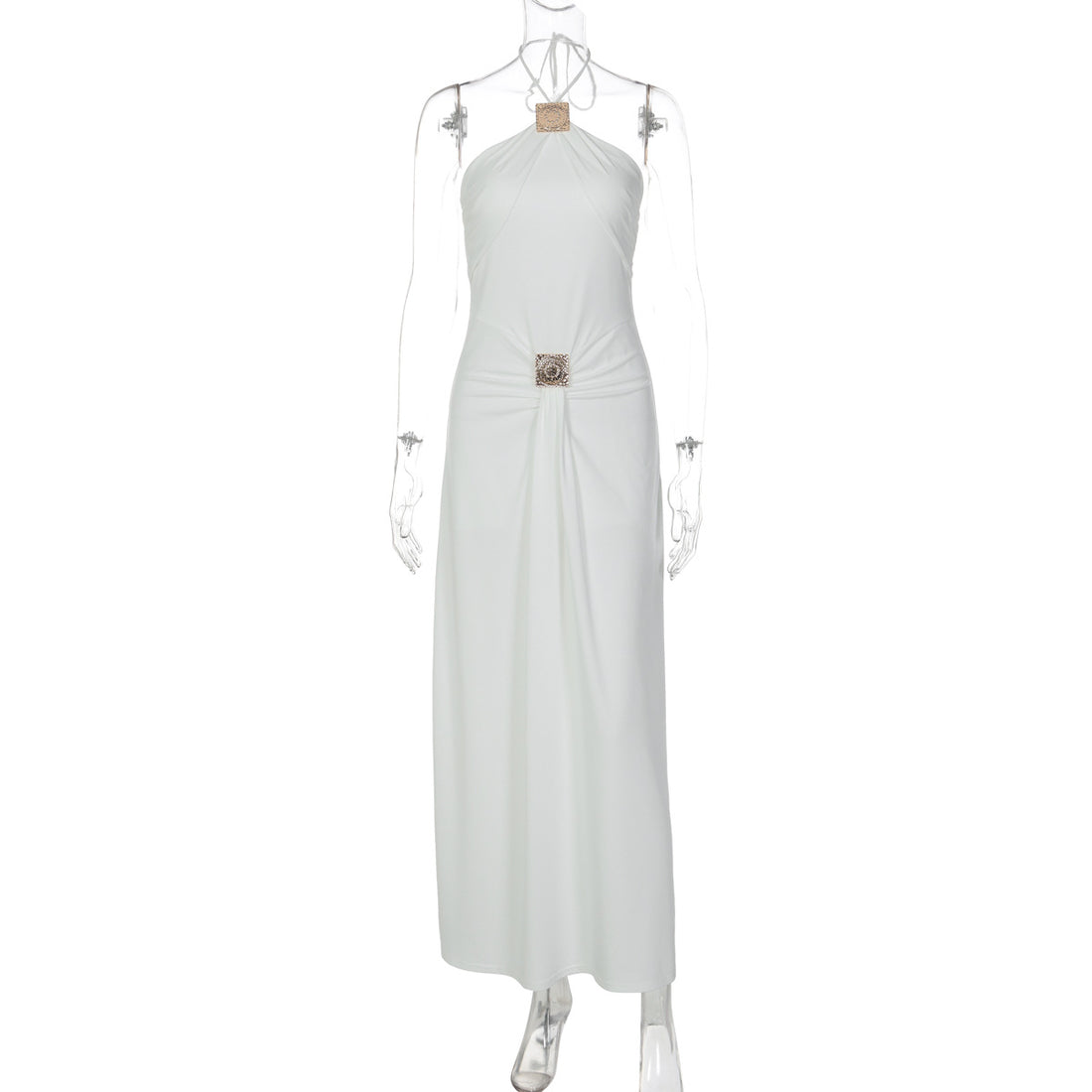 Damen Elegantes Wickelkleid mit raffiniertem Halterneck – Élara