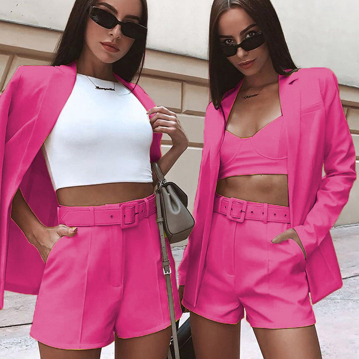 Damen Elegantes Zweiteiliges Blazer‑Shorts‑Set mit tailliertem Reversblazer und High‑Waist Shorts – Valéne