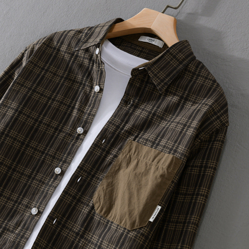 Herren Kariertes Overshirt im Relaxed-Fit mit kontrastreicher Brusttasche Echoarchiv